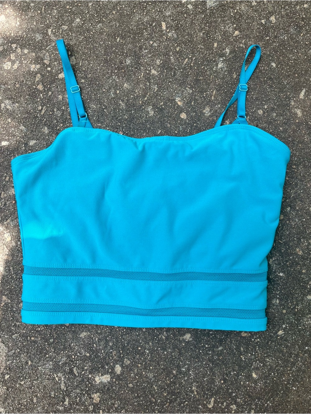 Nike Turquoise Blue Cropped Sports Bra Tank Top Adjustable Straps XL